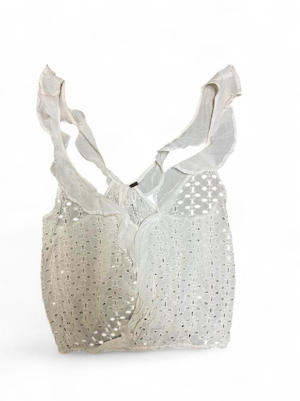 Free People White Eyelet Ruffle Camisole